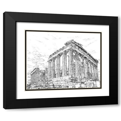 Secret Greece in BandW I Black Modern Wood Framed Art Print with Double Matting by Wang, Melissa