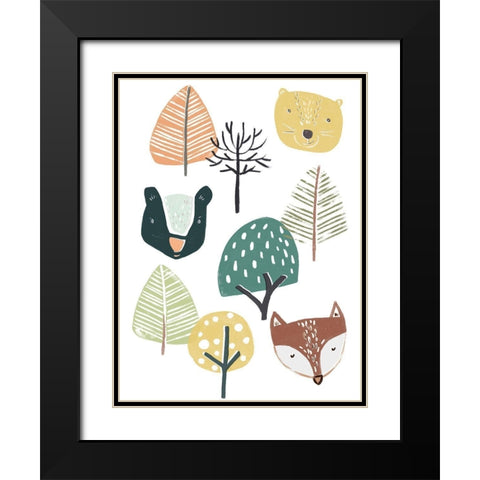 Woodland Faces I Black Modern Wood Framed Art Print with Double Matting by Vess, June Erica