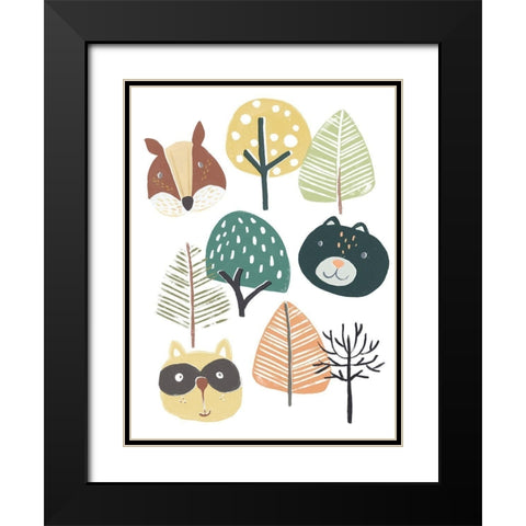Woodland Faces II Black Modern Wood Framed Art Print with Double Matting by Vess, June Erica