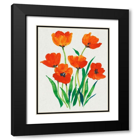 Red Tulips in Bloom I Black Modern Wood Framed Art Print with Double Matting by OToole, Tim