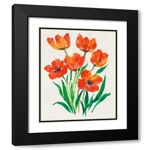 Red Tulips in Bloom II Black Modern Wood Framed Art Print with Double Matting by OToole, Tim