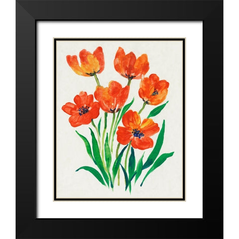Red Tulips in Bloom II Black Modern Wood Framed Art Print with Double Matting by OToole, Tim