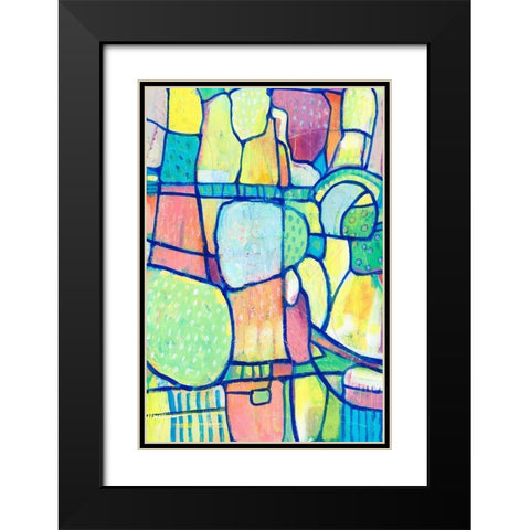 Stained Glass Composition I Black Modern Wood Framed Art Print with Double Matting by OToole, Tim