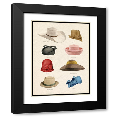 Vintage Hats I Black Modern Wood Framed Art Print with Double Matting by Popp, Grace