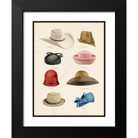 Vintage Hats I Black Modern Wood Framed Art Print with Double Matting by Popp, Grace