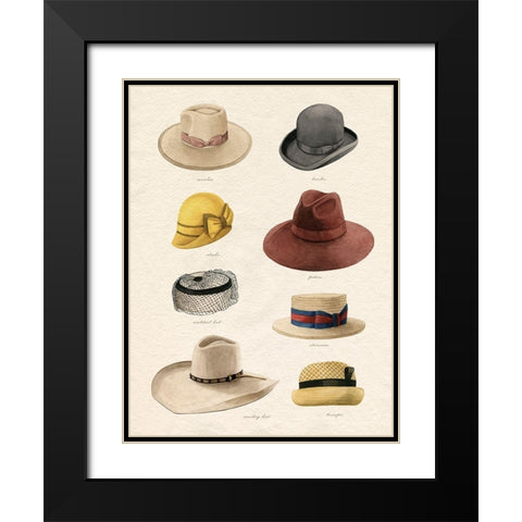 Vintage Hats II Black Modern Wood Framed Art Print with Double Matting by Popp, Grace