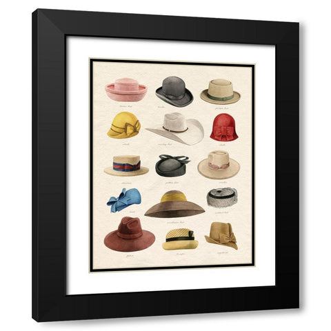 Vintage Hats III Black Modern Wood Framed Art Print with Double Matting by Popp, Grace