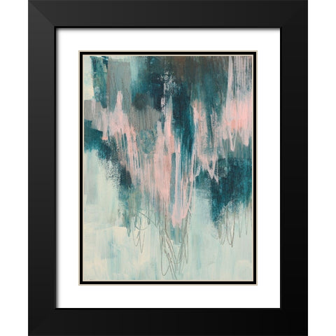 Blush Cascade I Black Modern Wood Framed Art Print with Double Matting by Goldberger, Jennifer