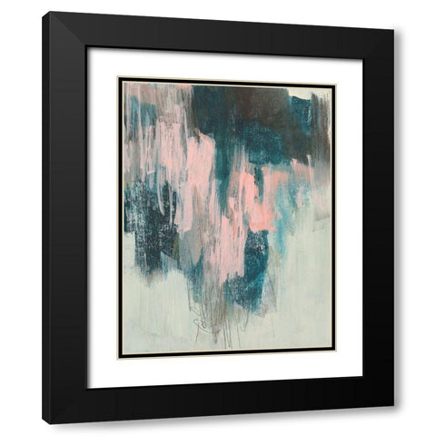 Blush Cascade II Black Modern Wood Framed Art Print with Double Matting by Goldberger, Jennifer