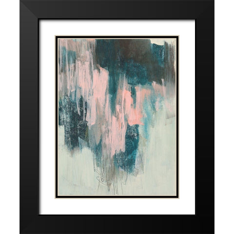 Blush Cascade II Black Modern Wood Framed Art Print with Double Matting by Goldberger, Jennifer