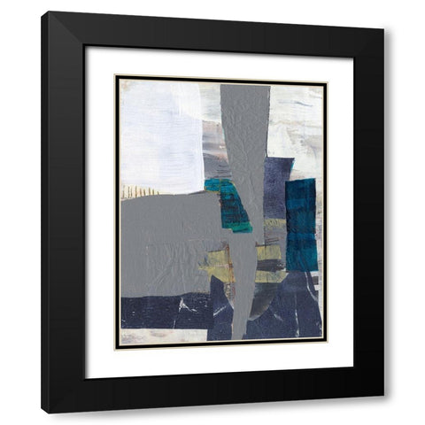 Teal Inset II Black Modern Wood Framed Art Print with Double Matting by Goldberger, Jennifer