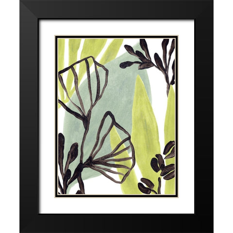 Tropical Collage II Black Modern Wood Framed Art Print with Double Matting by Vess, June Erica