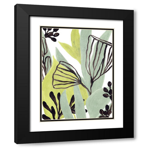 Tropical Collage IV Black Modern Wood Framed Art Print with Double Matting by Vess, June Erica