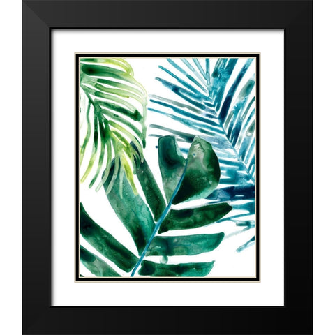 Tropical Leaf Medley I Black Modern Wood Framed Art Print with Double Matting by Vess, June Erica