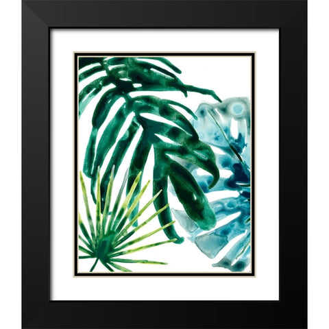 Tropical Leaf Medley IV Black Modern Wood Framed Art Print with Double Matting by Vess, June Erica
