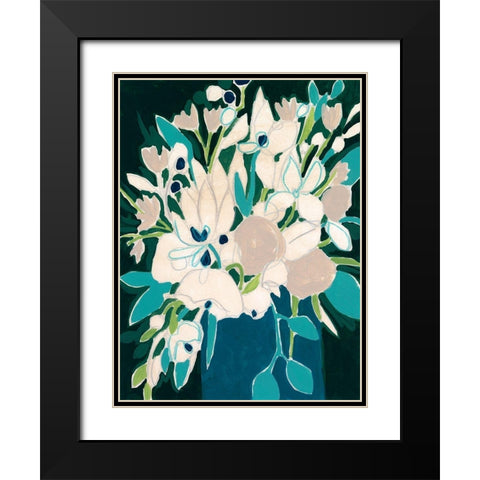 Blue Bloom Sketch II Black Modern Wood Framed Art Print with Double Matting by Vess, June Erica