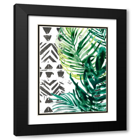 Palm Pattern I Black Modern Wood Framed Art Print with Double Matting by Vess, June Erica