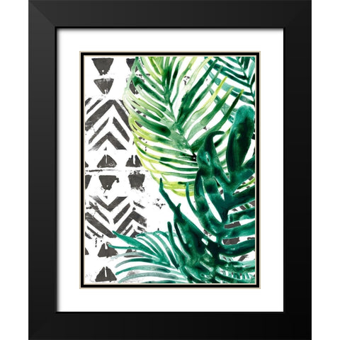 Palm Pattern I Black Modern Wood Framed Art Print with Double Matting by Vess, June Erica