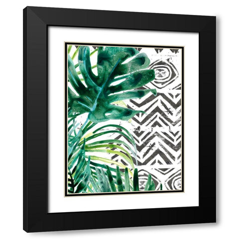 Palm Pattern II Black Modern Wood Framed Art Print with Double Matting by Vess, June Erica