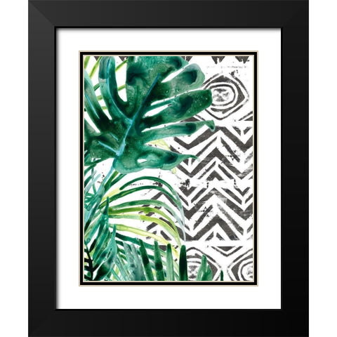 Palm Pattern II Black Modern Wood Framed Art Print with Double Matting by Vess, June Erica