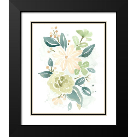 Spring Greens II Black Modern Wood Framed Art Print with Double Matting by Vess, June Erica