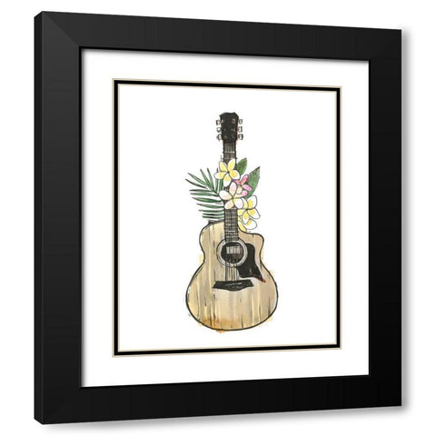 Guitar Foliage I Black Modern Wood Framed Art Print with Double Matting by Warren, Annie
