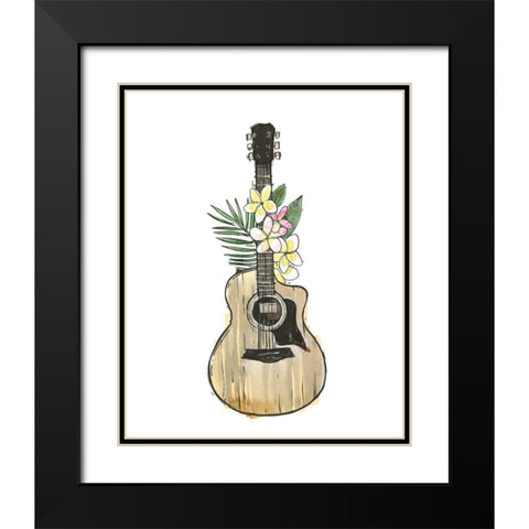 Guitar Foliage I Black Modern Wood Framed Art Print with Double Matting by Warren, Annie