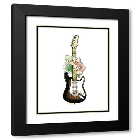 Guitar Foliage II Black Modern Wood Framed Art Print with Double Matting by Warren, Annie