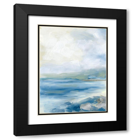 Rocky Shoreline Black Modern Wood Framed Art Print with Double Matting by Keusder, Danusia