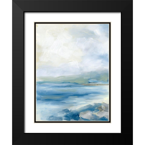 Rocky Shoreline Black Modern Wood Framed Art Print with Double Matting by Keusder, Danusia