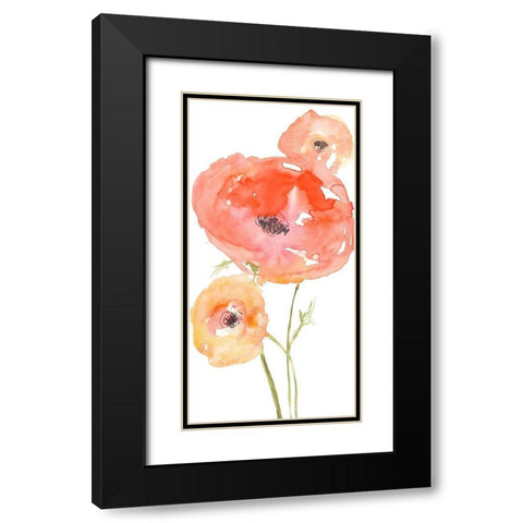 Neon Poppies I Black Modern Wood Framed Art Print with Double Matting by Goldberger, Jennifer