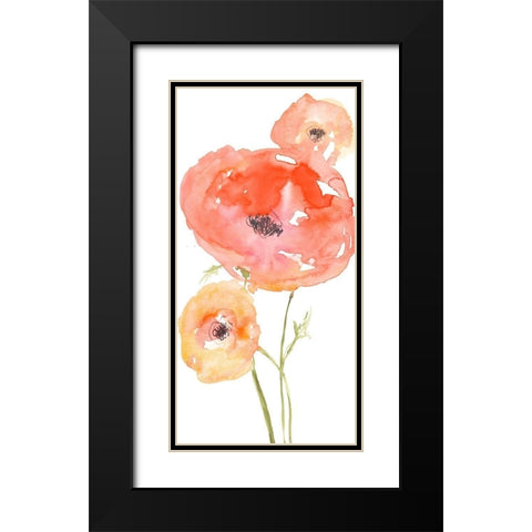 Neon Poppies I Black Modern Wood Framed Art Print with Double Matting by Goldberger, Jennifer