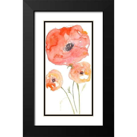 Neon Poppies II Black Modern Wood Framed Art Print with Double Matting by Goldberger, Jennifer