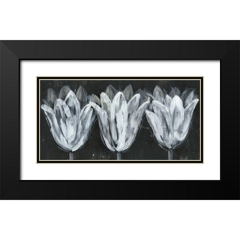Custom White Trio on Black I Black Modern Wood Framed Art Print with Double Matting by Goldberger, Jennifer