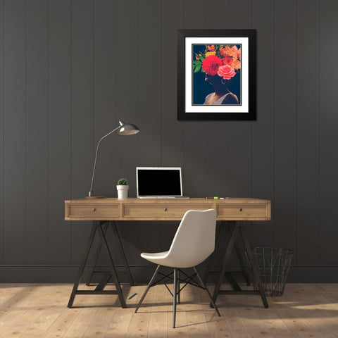 Fleur Collage I Black Modern Wood Framed Art Print with Double Matting by Borges, Victoria