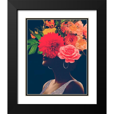 Fleur Collage I Black Modern Wood Framed Art Print with Double Matting by Borges, Victoria