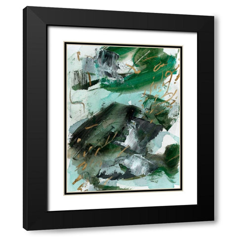 Dark Emerald II Black Modern Wood Framed Art Print with Double Matting by Wang, Melissa