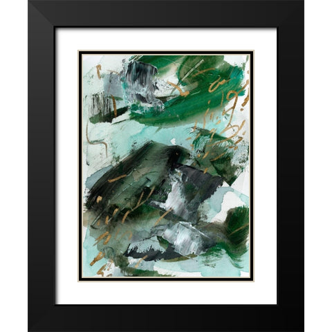 Dark Emerald II Black Modern Wood Framed Art Print with Double Matting by Wang, Melissa