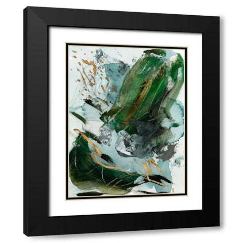 Dark Emerald III Black Modern Wood Framed Art Print with Double Matting by Wang, Melissa