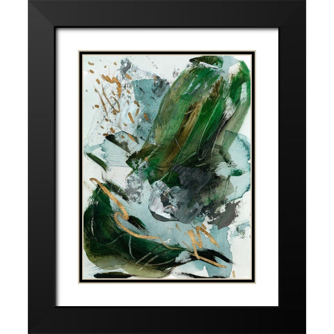 Dark Emerald III Black Modern Wood Framed Art Print with Double Matting by Wang, Melissa