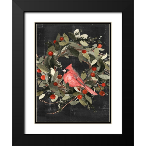 Christmas Cardinal I Black Modern Wood Framed Art Print with Double Matting by Scarvey, Emma