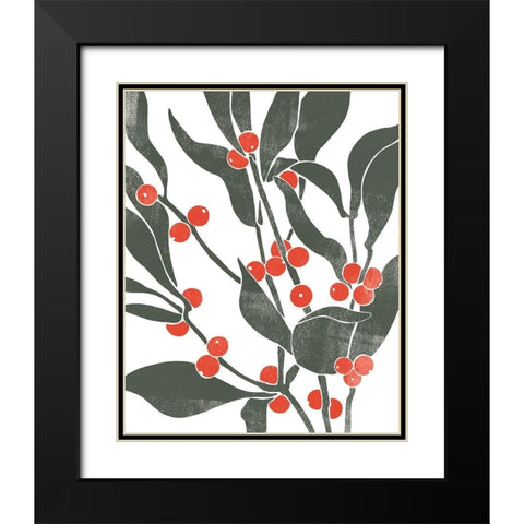 Colorblock Berry Branch II Black Modern Wood Framed Art Print with Double Matting by Scarvey, Emma