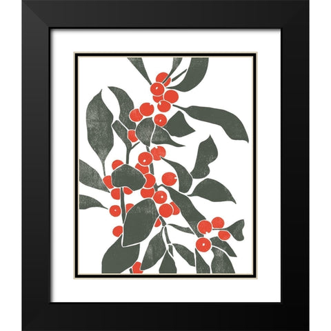 Colorblock Berry Branch IV Black Modern Wood Framed Art Print with Double Matting by Scarvey, Emma