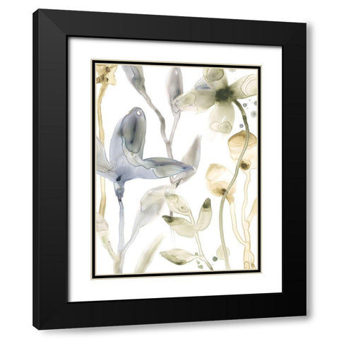 Stone Moss Stems IV Black Modern Wood Framed Art Print with Double Matting by Vess, June Erica