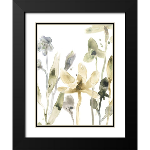 Stone Moss Stems V Black Modern Wood Framed Art Print with Double Matting by Vess, June Erica