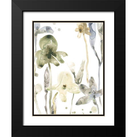Stone Moss Stems VI Black Modern Wood Framed Art Print with Double Matting by Vess, June Erica