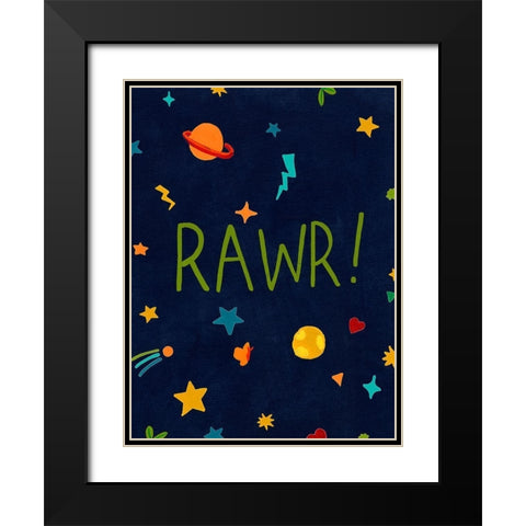 Starry Dinos I Black Modern Wood Framed Art Print with Double Matting by Vess, June Erica