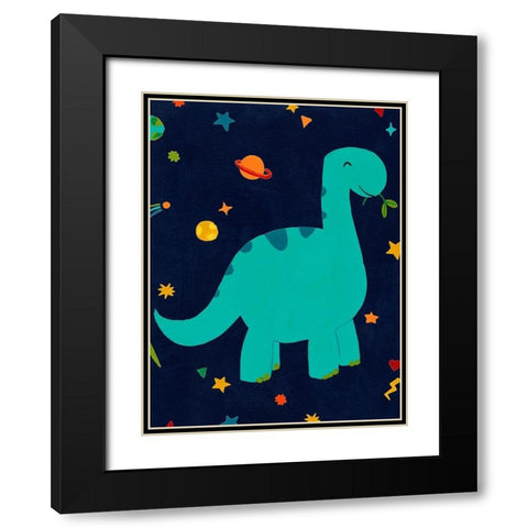 Starry Dinos IV Black Modern Wood Framed Art Print with Double Matting by Vess, June Erica