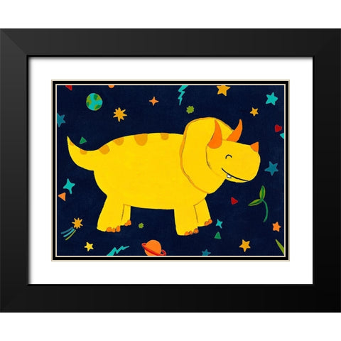 Starry Dinos V Black Modern Wood Framed Art Print with Double Matting by Vess, June Erica