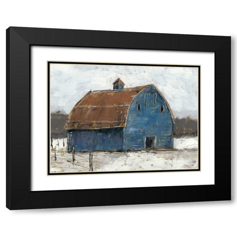 Blue Barn I Black Modern Wood Framed Art Print with Double Matting by Harper, Ethan